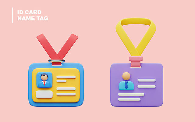 PSD 편집이미지 분홍색 사람없음 3D 이름표 오브젝트 사원증 편집3D 컬러 비즈니스 디지털합성 파일형식