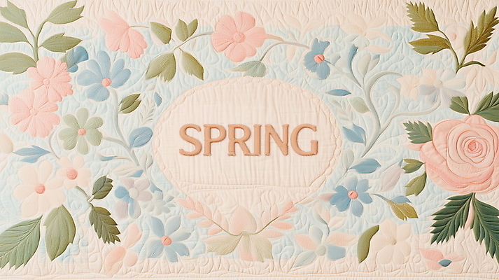 PSD 편집이미지 분홍색 잎 봄꽃 사람없음 빈티지 자수 퀼트 이미지편집 편집실사 식물 꽃 컬러 컨셉 봄 CG 파일형식