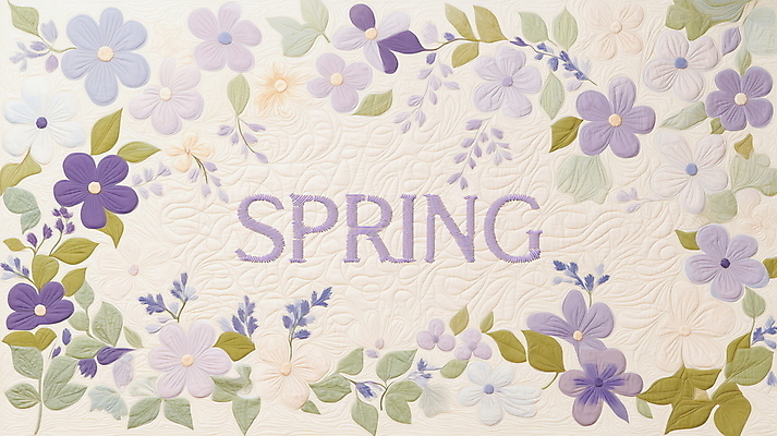 PSD 편집이미지 잎 봄꽃 프레임 사람없음 보라색 빈티지 자수 퀼트 이미지편집 편집실사 식물 꽃 컬러 컨셉 봄 CG 파일형식