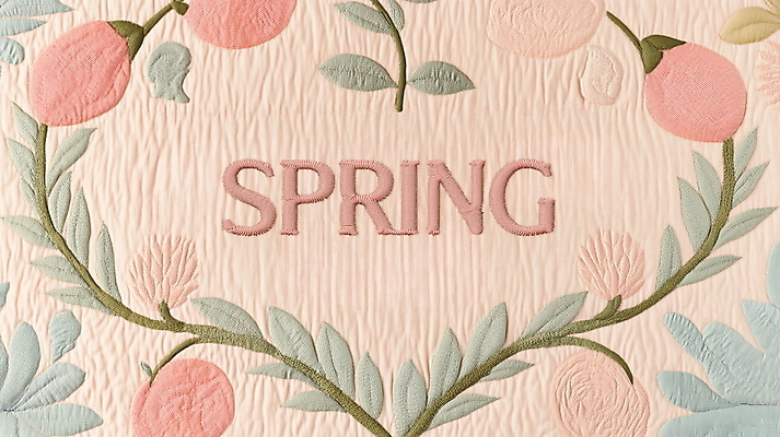 PSD 편집이미지 분홍색 잎 봄꽃 사람없음 빈티지 꽃봉오리 자수 퀼트 이미지편집 편집실사 식물 꽃 컬러 컨셉 봄 CG 파일형식