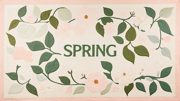 PSD 편집이미지 분홍색 잎 봄꽃 사람없음 빈티지 자수 퀼트 이미지편집 편집실사 식물 꽃 컬러 컨셉 봄 CG 파일형식