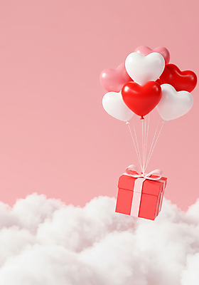 JPG 구름 편집 편집이미지 기념일 리본 분홍색 화이트데이 발렌타인데이 사랑 이벤트 사람없음 빨간색 선물상자 하트풍선 편집실사 AI컴퓨터그래픽 AI콘텐츠 자연요소 감정 컬러 데이이벤트 선물 상자 하트 CG 풍선 파일형식