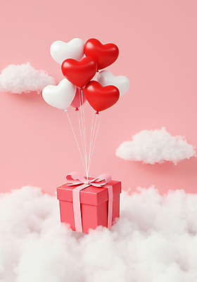 JPG 구름 편집 편집이미지 기념일 리본 분홍색 화이트데이 발렌타인데이 사랑 이벤트 사람없음 빨간색 선물상자 하트풍선 편집실사 AI컴퓨터그래픽 AI콘텐츠 자연요소 감정 컬러 데이이벤트 선물 상자 하트 CG 풍선 파일형식