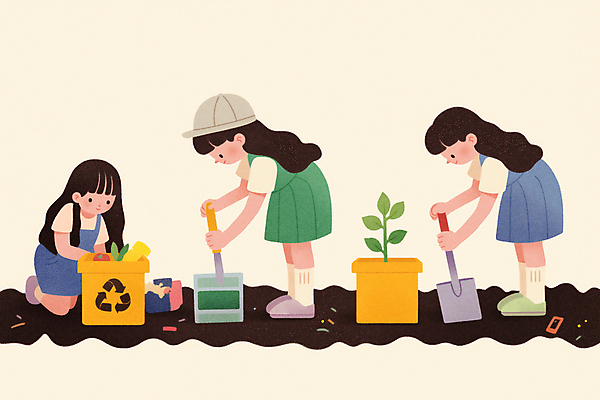 JPG 나무 여자 어린이 일러스트 자연 숙이기 소녀 세명 상자 새싹 자연보호 환경 그린캠페인 흙 재활용 도구 삽 식목일 친환경 나무심기 심기 소녀만 국내일러스트 AI일러스트 AI콘텐츠 식물 기념일 캠페인 포즈 모션 사람 보호 생태계 여자만 어린이만 파일형식