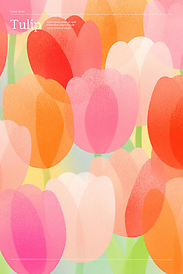 PSD 백그라운드 일러스트 사람없음 빨간색 봄 튤립 가득함 질감 겹침 국내일러스트 계절 꽃 컬러 파일형식