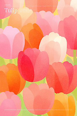 PSD 백그라운드 일러스트 사람없음 빨간색 봄 튤립 가득함 질감 겹침 국내일러스트 계절 꽃 컬러 파일형식