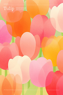 PSD 백그라운드 일러스트 사람없음 빨간색 봄 튤립 가득함 질감 겹침 국내일러스트 계절 꽃 컬러 파일형식