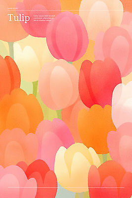 PSD 백그라운드 일러스트 사람없음 빨간색 봄 튤립 가득함 질감 겹침 국내일러스트 계절 꽃 컬러 파일형식