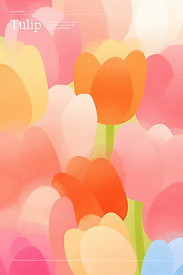 PSD 백그라운드 일러스트 사람없음 빨간색 봄 튤립 가득함 질감 겹침 국내일러스트 계절 꽃 컬러 파일형식