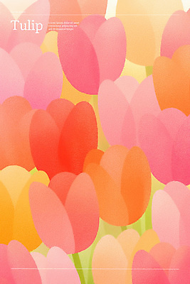 PSD 백그라운드 일러스트 사람없음 빨간색 봄 튤립 가득함 질감 겹침 국내일러스트 계절 꽃 컬러 파일형식