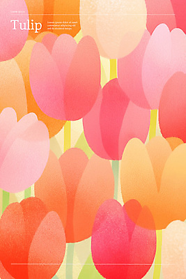 PSD 백그라운드 일러스트 사람없음 빨간색 봄 튤립 가득함 질감 겹침 국내일러스트 계절 꽃 컬러 파일형식