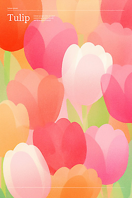 PSD 백그라운드 일러스트 사람없음 빨간색 봄 튤립 가득함 질감 겹침 국내일러스트 계절 꽃 컬러 파일형식