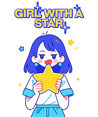 여자 별 어린이 일러스트 상상 한명 미소 들기 소녀 상반신 파란색 희망 꿈 별빛 소녀한명만 국내일러스트 AI파일 자연요소 1 감정 컬러 모션 표정 사람 빛 여자한명만 소녀만 파일형식 벡터