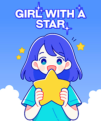 구름 여자 별 어린이 일러스트 상상 하늘 한명 미소 들기 소녀 상반신 파란색 희망 꿈 별빛 소녀한명만 국내일러스트 AI파일 자연요소 1 감정 컬러 모션 표정 사람 빛 여자한명만 소녀만 파일형식 벡터