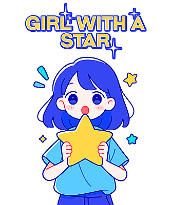 여자 별 어린이 일러스트 상상 한명 들기 소녀 상반신 파란색 희망 꿈 별빛 소녀한명만 국내일러스트 AI파일 자연요소 1 감정 컬러 모션 사람 빛 여자한명만 소녀만 파일형식 벡터