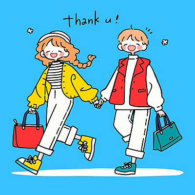 전신 모자 커플 여자 남자 하늘색 가방 일러스트 사랑 미소 들기 성인 두명 걷기 손잡기 감사 땡큐 성인만 일러캐릭터 AI파일 캐릭터 잡화 감정 관계 모션 표정 사람 파란색 파일형식 벡터