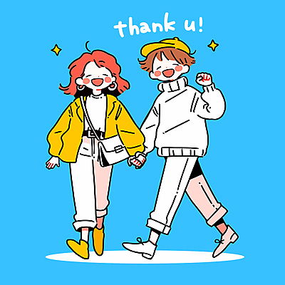 전신 모자 커플 여자 남자 하늘색 가방 일러스트 사랑 미소 성인 두명 반짝임 손들기 걷기 손잡기 감사 땡큐 성인만 일러캐릭터 AI파일 캐릭터 잡화 감정 관계 모션 표정 사람 파란색 파일형식 벡터