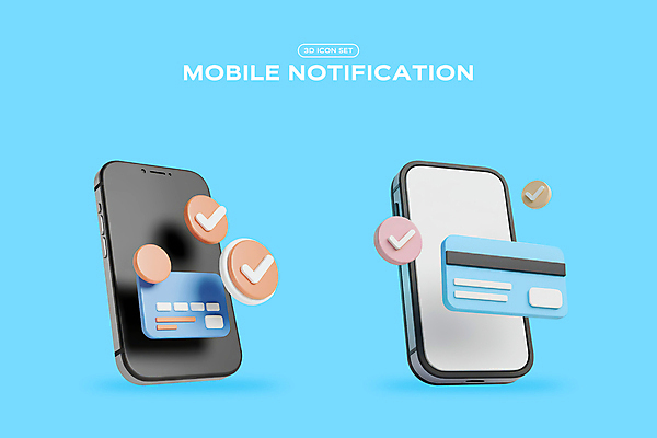 PSD 편집이미지 하늘색 모바일 사람없음 스마트폰 3D아이콘 3D 네트워크 신용카드 알림 체크표시 엘리먼트 편집3D 아이콘 금융 파란색 핸드폰 스마트기기 디지털합성 확인 파일형식