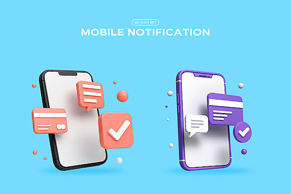PSD 편집이미지 하늘색 말풍선 모바일 사람없음 스마트폰 3D아이콘 3D 네트워크 신용카드 메시지 알림 체크표시 엘리먼트 편집3D 아이콘 금융 파란색 핸드폰 스마트기기 디지털합성 확인 파일형식