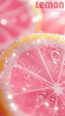 PSD 편집이미지 분홍색 사람없음 빛 거품 물방울 신선 레몬 슬라이스 보케 상큼 이미지편집 편집실사 컬러 과일 CG 파일형식