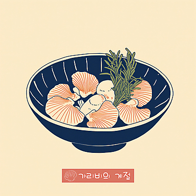 PSD 그릇 일러스트 사람없음 허브 담기 심플 가리비 베이지색 조개요리 제철음식 국내일러스트 식물 식기 음식 컬러 모션 조개 제철 파일형식