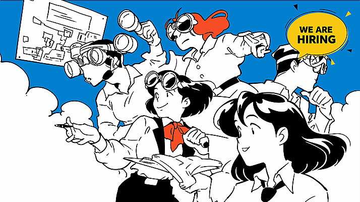 여자 남자 말풍선 일러스트 그래프 고글 들기 정장 여러명 상반신 성인 파란색 펜 손들기 구직 문서 취업준비생 고용 성인만 안경낌 국내일러스트 AI파일 옷 안경 컬러 다수 컨셉 모션 사람 필기구 채용 파일형식 벡터