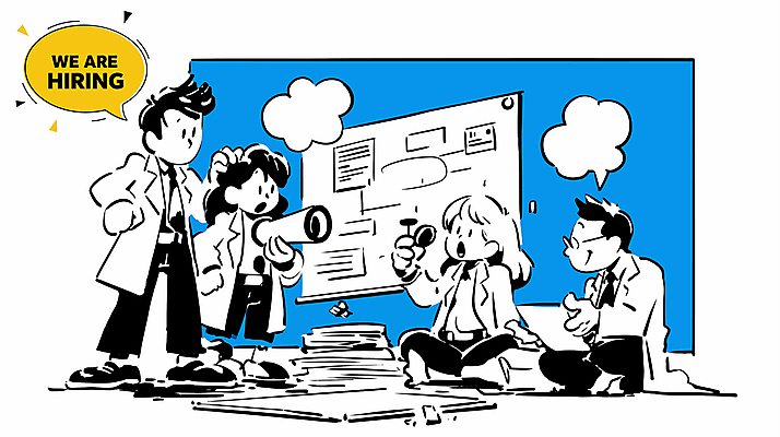 전신 여자 남자 허리손 말풍선 일러스트 들기 앉기 정장 여러명 성인 파란색 망원경 구직 문서 취업준비생 고용 성인만 안경낌 국내일러스트 AI파일 옷 안경 컬러 포즈 다수 컨셉 모션 사람 채용 파일형식 벡터