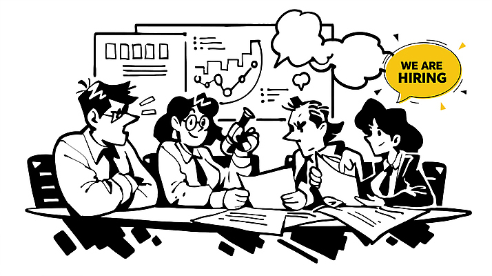 여자 남자 중년 말풍선 일러스트 그래프 들기 앉기 정장 여러명 상반신 성인 망원경 구직 문서 취업준비생 고용 안경낌 국내일러스트 AI파일 옷 안경 다수 컨셉 모션 사람 채용 파일형식 벡터