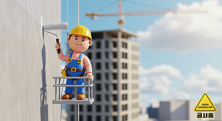 전신 PSD 구름 편집이미지 남자 하늘 노동자 작업복 외벽 한명 성인 건설현장 작업 페인트칠 구조물 안전모 타워크레인 공사중 페인트롤러 페인트공 안전표지판 작업자 성인남자한명만 건설근로자 편집3D 자연요소 직업 1 옷 건축 벽 페인팅 건설업 공사 사람 3D 표지판 헬멧 안전장비 기중기 남자한명만 성인남자만 파일형식