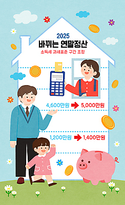 전신 여자 남자 어린이 일러스트 가정 엄마 주택 들기 소녀 여러명 성인 동전 들꽃 돼지저금통 아빠 영수증 카드단말기 연말정산 2025년 국내일러스트 AI파일 꽃 다수 돈 가족 모션 사람 건물 금융 경제 저금통 연도 단말기 파일형식 벡터