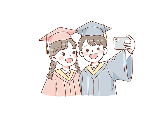 학생 여자 남자 일러스트 학사모 졸업 청소년 졸업식 졸업생 미소 들기 두명 스마트폰 카메라 사진촬영 축하 졸업가운 셀프카메라 졸업사진 십대만 국내일러스트 AI파일 모자_잡화 교육 컨셉 모션 표정 사람 전자제품 핸드폰 스마트기기 촬영 가운 파일형식 벡터