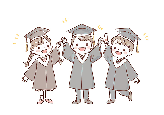 전신 학생 여자 남자 어린이 일러스트 학사모 졸업 졸업식 미소 들기 소녀 소년 세명 손들기 기쁨 축하 졸업가운 졸업장 어린이만 국내일러스트 AI파일 모자_잡화 교육 감정 컨셉 모션 표정 사람 가운 파일형식 벡터