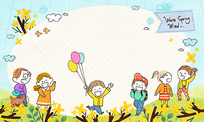 PSD 구름 여자 남자 어린이 가방 일러스트 가족 조류 웃음 들기 소녀 소년 여러명 성인 달리기 만세 강아지 개나리 손인사 풍선 캡모자 카피스페이스 국내일러스트 자연요소 동물 모자_잡화 잡화 꽃 다수 관계 모션 표정 사람 반려동물 공백 인사 개 파일형식