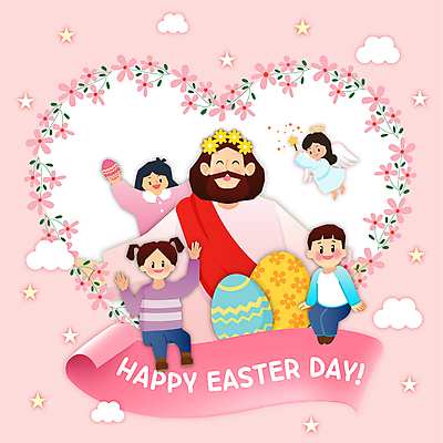 구름 여자 남자 별 어린이 분홍색 일러스트 천사 미소 들기 앉기 소녀 소년 여러명 성인 손들기 화관 봄 하트 예수 부활절계란 국내일러스트 AI파일 자연요소 모양 계절 꽃 컬러 다수 모션 부활절 표정 사람 계란 신_종교 파일형식 벡터