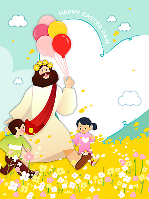 전신 구름 여자 남자 어린이 꽃밭 일러스트 부활절 미소 소녀 소년 성인 세명 달리기 화관 봄 하트 예수 풍선 국내일러스트 AI파일 자연요소 모양 계절 기념일 꽃 모션 표정 사람 신_종교 파일형식 벡터