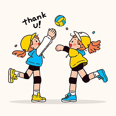 전신 여자 어린이 유니폼 일러스트 협력 미소 소녀 두명 달리기 운동 동료 즐거움 감사 배구선수 배구공 손뻗기 땡큐 무릎보호대 캡모자 패스 소녀만 일러캐릭터 AI파일 캐릭터 모자_잡화 옷 감정 스포츠용품 공 관계 모션 운동선수 표정 건강 사람 배구 여자만 어린이만 파일형식 벡터