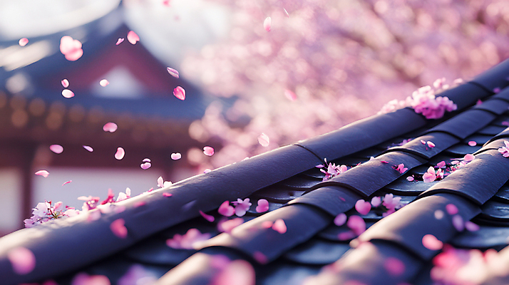 JPG 편집이미지 한국전통 꽃잎 분홍색 기와 기와집 사람없음 봄 벚나무 감성 편집실사 AI포토 AI콘텐츠 나무 전통 계절 꽃 컬러 컨셉 한옥 한국 벚꽃 CG 파일형식