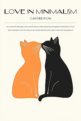 PSD 포스터 일러스트 키스 사랑 사람없음 마주보기 고양이 심플 미니멀 국내일러스트 감정 포유류 모션 반려동물 애정표현 파일형식