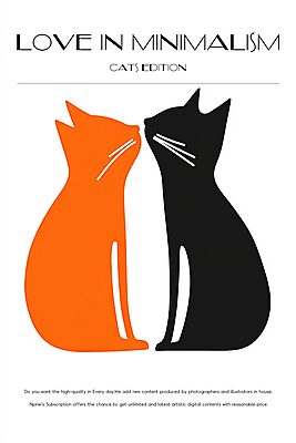 PSD 포스터 일러스트 키스 사랑 사람없음 마주보기 고양이 심플 미니멀 국내일러스트 감정 포유류 모션 반려동물 애정표현 파일형식