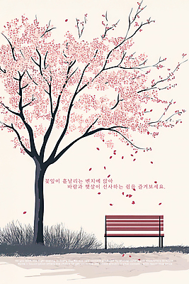 PSD 공원 꽃잎 분홍색 벤치 일러스트 사람없음 봄 벚나무 감성 흩날리기 국내일러스트 나무 계절 공공시설 꽃 컬러 컨셉 의자 모션 벚꽃 파일형식