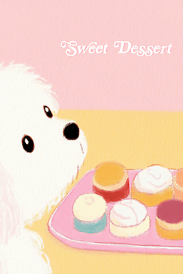 PSD 응시 분홍색 일러스트 식탁 쟁반 사람없음 노란색 귀여움 달콤 강아지 컵케이크 국내일러스트 시선 컬러 컨셉 탁자 반려동물 케이크 개 맛 파일형식