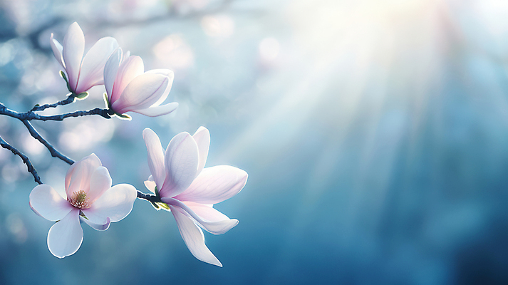 JPG 편집이미지 꽃잎 봄꽃 자연 사람없음 파란색 햇빛 벚꽃 나뭇가지 보케 편집실사 AI포토 AI콘텐츠 나무 꽃 컬러 태양 봄 CG 생태계 파일형식