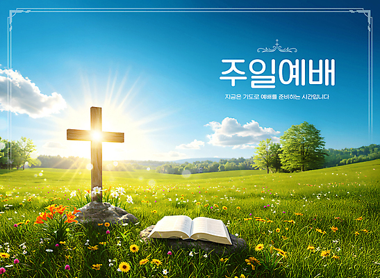 PSD 나무 구름 템플릿 기독교 십자가 꽃밭 하늘 잔디 사람없음 햇빛 태양 교회 성경 언덕 예배 주말 이미지템플릿 자연요소 식물 꽃 종교 종교용품 종교건축 건물 파일형식