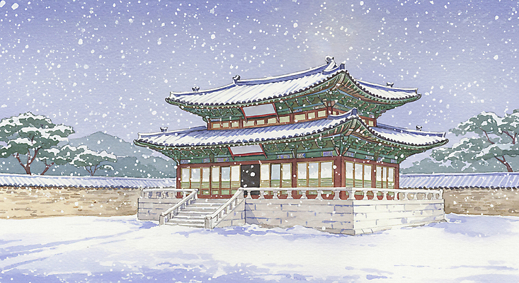 JPG 나무 한국전통 설경 일러스트 자연 산 한옥 사람없음 평화 쌓인눈 눈내림 기와담장 눈덮임 국내일러스트 AI일러스트 AI콘텐츠 식물 전통 컨셉 고건축 겨울 한국 눈_날씨 기와 풍경 담장 생태계 파일형식