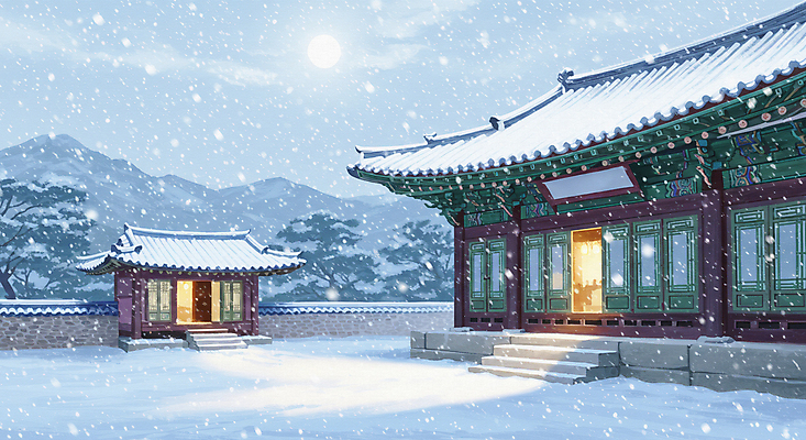 JPG 나무 한국전통 설경 일러스트 자연 산 한옥 사람없음 평화 보름달 달빛 쌓인눈 눈내림 기와담장 눈덮임 국내일러스트 AI일러스트 AI콘텐츠 식물 전통 컨셉 고건축 겨울 한국 눈_날씨 기와 풍경 담장 달 생태계 파일형식