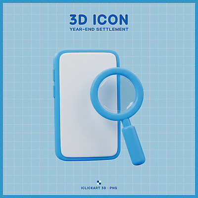 PSD 아이콘 돋보기 사람없음 금융 파란색 스마트폰 3D아이콘 3D 디지털 분석 회계 연말정산 편집3D 컬러 컨셉 경제 핸드폰 스마트기기 디지털합성 파일형식