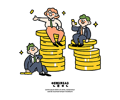 전신 여자 남자 일러스트 미소 들기 앉기 성인 세명 경제 저축 재테크 손뻗기 동전탑 성인만 연말정산 국내일러스트 AI파일 모션 표정 사람 금융 쌓기 동전 파일형식 벡터