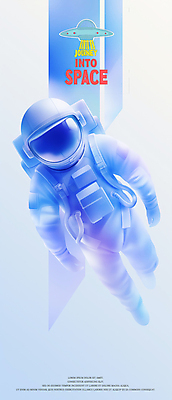 전신 PSD 일러스트 추상 한명 성인 파란색 빛 우주비행사 우주선 우주복 우주여행 무중력 홀로그램 몽환 성인한명만 국내일러스트 1 옷 컬러 여행 컨셉 무늬 사람 우주 성인만 파일형식
