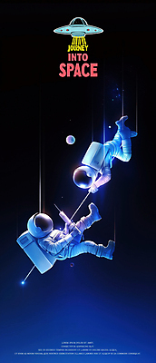 전신 PSD 일러스트 추상 성인 두명 파란색 빛 우주비행사 연결 우주선 우주복 우주여행 무중력 첨단장비 몽환 성인만 국내일러스트 옷 컬러 여행 컨셉 무늬 사람 우주 장비 파일형식