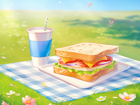 JPG 그릇 꽃잎 꽃 여유 음료 일러스트 휴식 샌드위치 잔디 사람없음 종이컵 토스트 봄소풍 테이블매트 국내일러스트 AI일러스트 AI콘텐츠 식물 식기 감정 음식 빵 컨셉 컵 소풍 봄 식탁보 일회용 파일형식